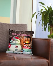 CUTE SNOWMAN SCOTTISH MERRY CHRISTMAS Square Pillowcase aos-pillow-square-front-lifestyle-03