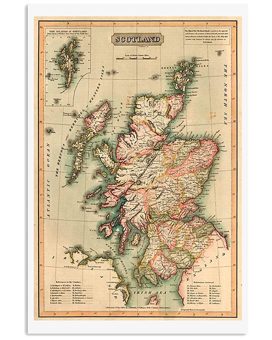 SCOTLAND VINTAGE MAP 1814 REPRINT 11x17 Poster