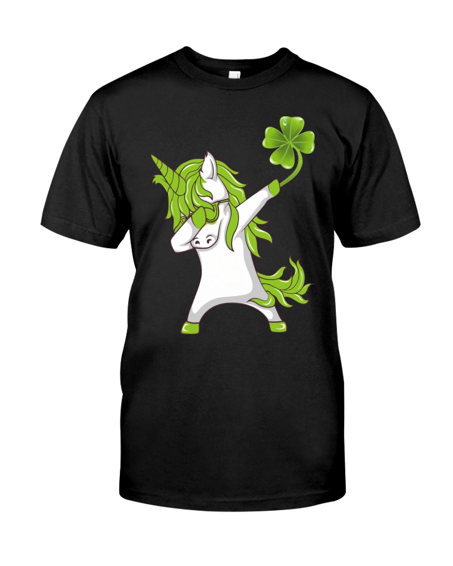 Dabbing Unicorn with Irish Shamrock in Hand Classic T-Shirt