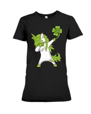 Dabbing Unicorn with Irish Shamrock in Hand Premium Fit Ladies Tee thumbnail