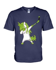 Dabbing Unicorn with Hockey Stick in Hand V-Neck T-Shirt thumbnail