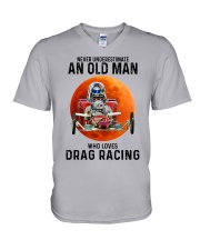 Drag racing never old man V-Neck T-Shirt tile