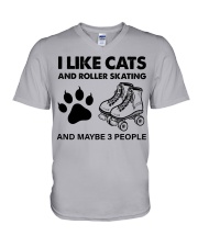 likecats-roller skating V-Neck T-Shirt tile