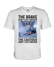 Drag Racing The Brave V-Neck T-Shirt tile
