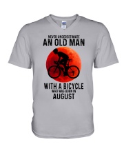 08 cycling old man never V-Neck T-Shirt tile