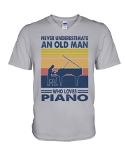 piano oldman vintage V-Neck T-Shirt tile