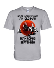 9 team roping never V-Neck T-Shirt tile