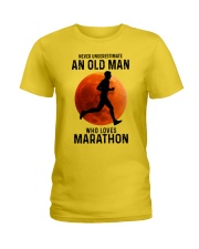 Marathon never old man Ladies T-Shirt tile