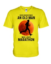 Marathon never old man V-Neck T-Shirt tile