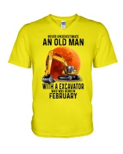 02 excavator old man color V-Neck T-Shirt tile