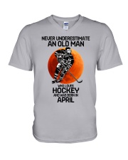 hockey old man 04 V-Neck T-Shirt tile