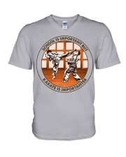 SCHOOL IS karate V-Neck T-Shirt tile