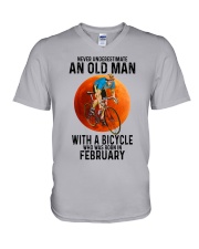 02 cycling old man color V-Neck T-Shirt tile
