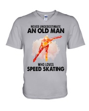 never speed skating V-Neck T-Shirt tile