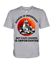 red school-kart-racing V-Neck T-Shirt tile