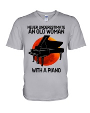 Piano Only Harder V-Neck T-Shirt tile