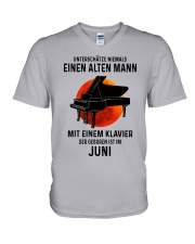 06 piano old man german V-Neck T-Shirt tile