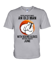 06 boxing old man V-Neck T-Shirt tile