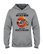 motorcycle drag racing old man never Hooded Sweatshirt tile