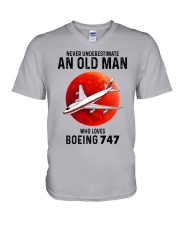 boeing 747 old man V-Neck T-Shirt tile