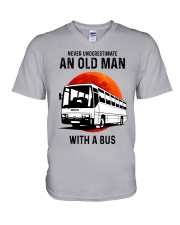 bus never old man V-Neck T-Shirt tile