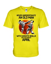 4 karate V-Neck T-Shirt tile