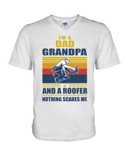 roofer nothing scares V-Neck T-Shirt tile
