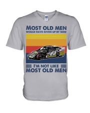 most old men dirt track racing V-Neck T-Shirt tile