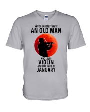 Violin Old Man Never 01 V-Neck T-Shirt tile
