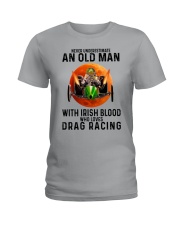 never drag racing irish Ladies T-Shirt tile