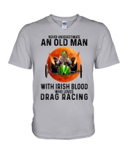 never drag racing irish V-Neck T-Shirt tile