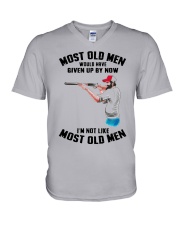 most old men Sporting clays V-Neck T-Shirt tile