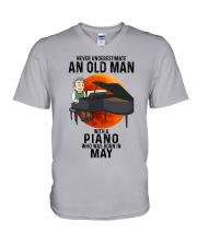 05 piano old mannn never V-Neck T-Shirt tile
