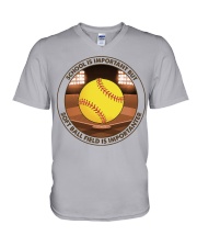 SCHOOL IS soft ball field V-Neck T-Shirt tile