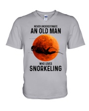 snorkeling old man V-Neck T-Shirt tile
