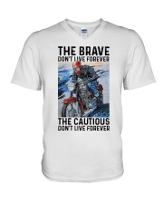 Biker The Brave V-Neck T-Shirt tile