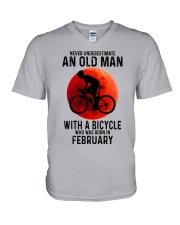 02 cycling old man never V-Neck T-Shirt tile
