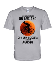 08 cycling old man tbn V-Neck T-Shirt tile