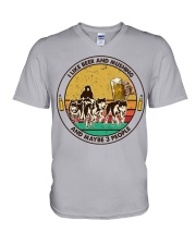i like beer mushing V-Neck T-Shirt tile