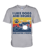i like drums V-Neck T-Shirt tile