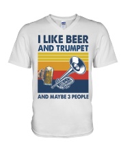 Trumpet I Like Beer V-Neck T-Shirt tile