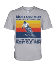 most old men mountain biking V-Neck T-Shirt tile