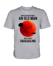 parasailing old man V-Neck T-Shirt tile