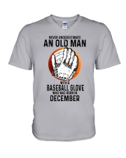 12 baseball old man V-Neck T-Shirt tile