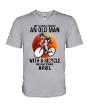 04 cycling never old man V-Neck T-Shirt tile