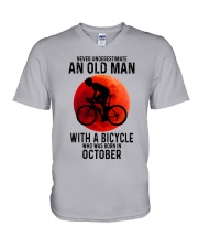 10 cycling old man never V-Neck T-Shirt tile