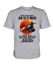 01 tatoo artist never old man V-Neck T-Shirt tile