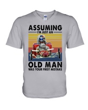 CYCLING ASSUMING OLD MAN V-Neck T-Shirt tile