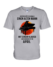 04 piano old man german V-Neck T-Shirt tile
