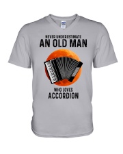 Accordion old man V-Neck T-Shirt tile